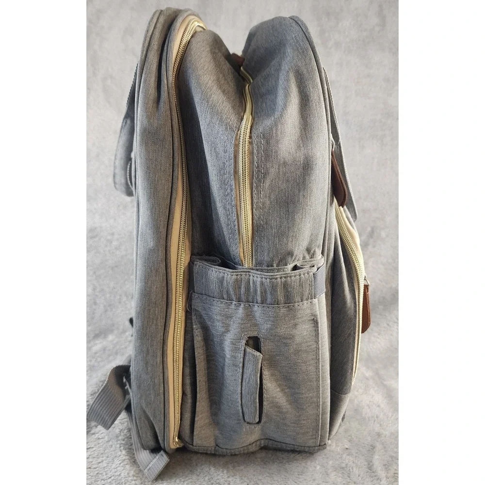 Cherrysea Diaper Bag Backpack Gray USB Charging Port Insulated Pockets Quilted